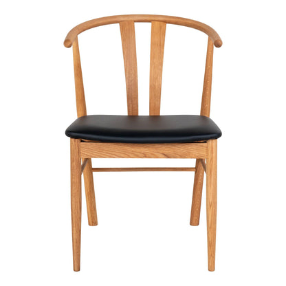 Scaun de dining, stejar cu sezut din piele PU, natur/negru