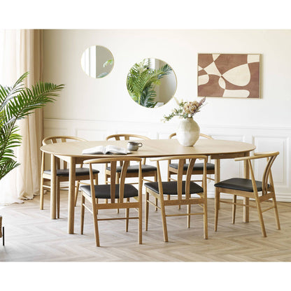 Scaun de dining, stejar cu sezut din piele PU, natur/negru
