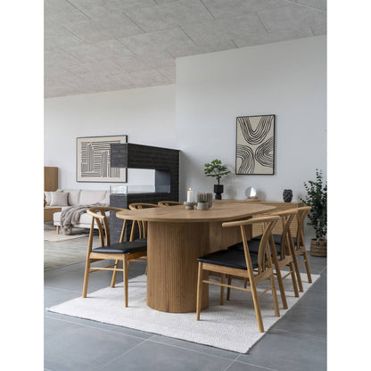 Scaun de dining, stejar cu sezut din piele PU, natur/negru