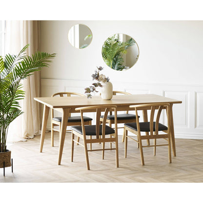 Scaun de dining, stejar cu sezut din piele PU, natur/negru
