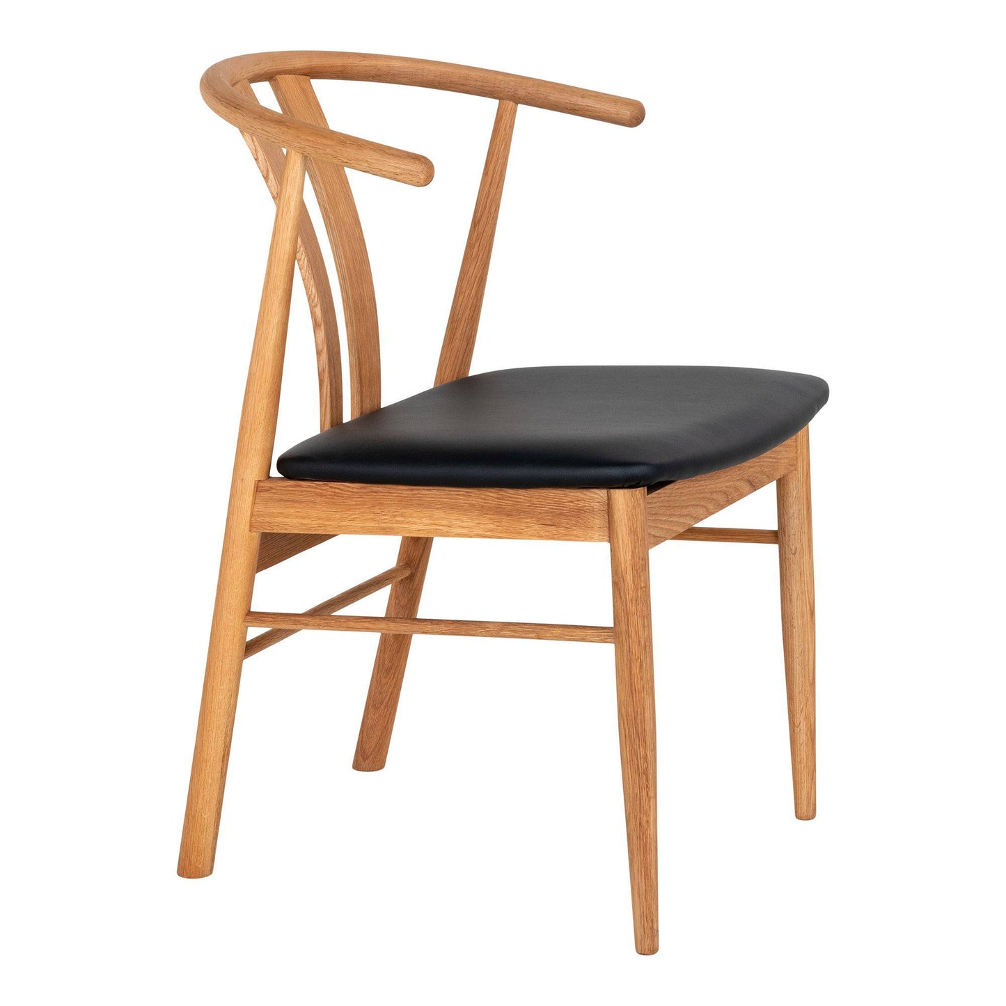 Scaun de dining, stejar cu sezut din piele PU, natur/negru