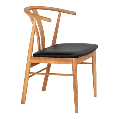 Scaun de dining, stejar cu sezut din piele PU, natur/negru