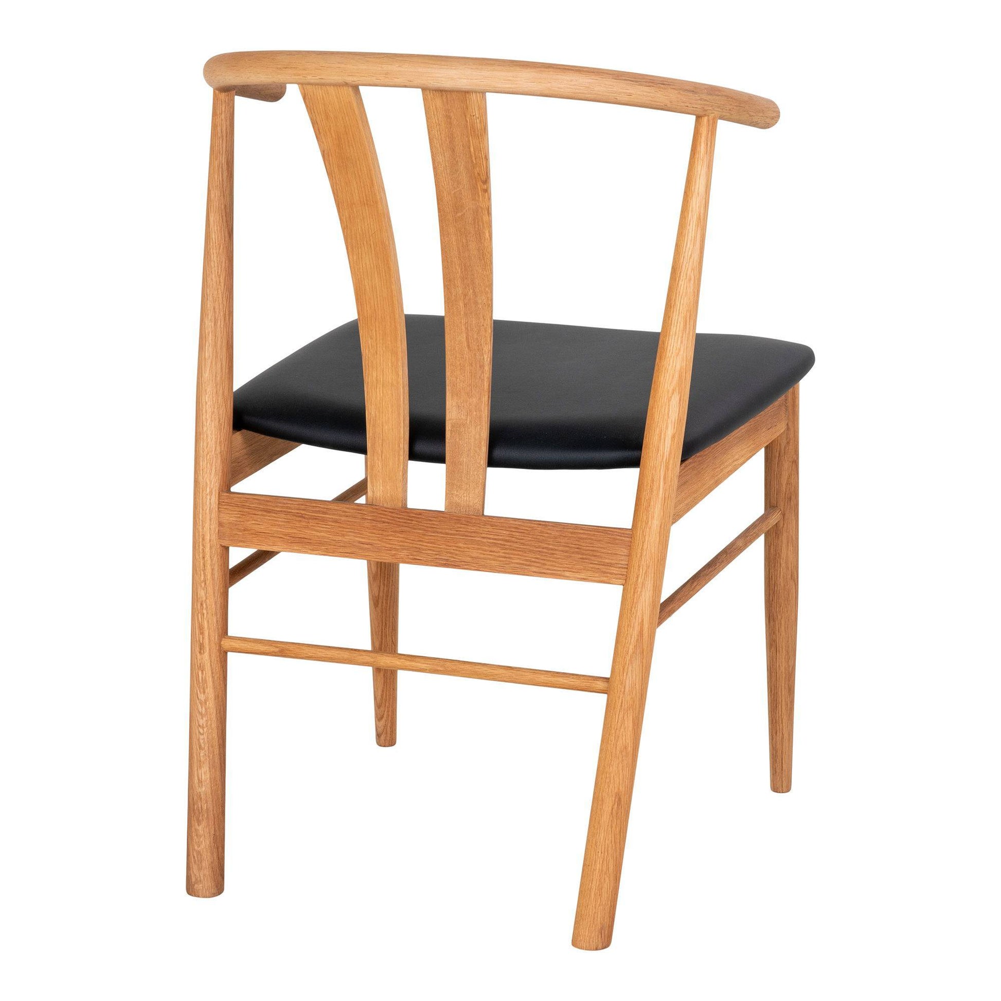 Scaun de dining, stejar cu sezut din piele PU, natur/negru