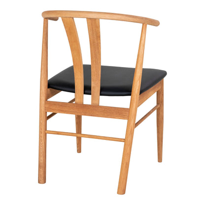 Scaun de dining, stejar cu sezut din piele PU, natur/negru