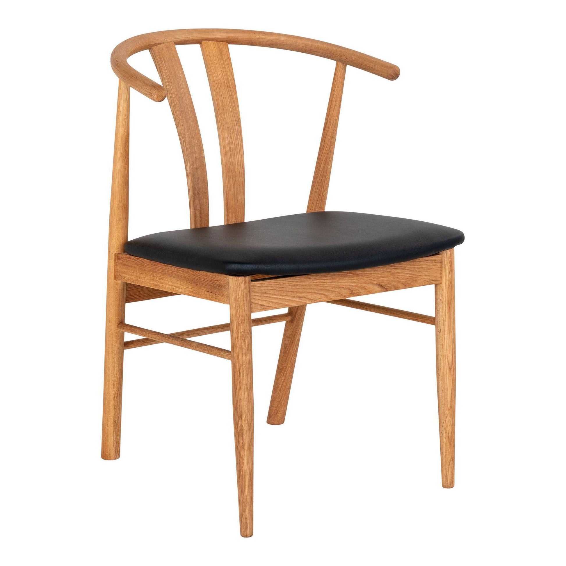 Scaun de dining, stejar cu sezut din piele PU, natur/negru