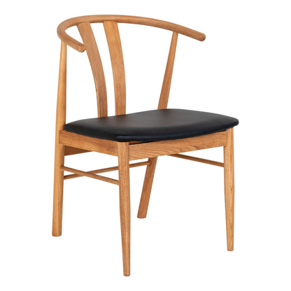 Scaun de dining, stejar cu sezut din piele PU, natur/negru
