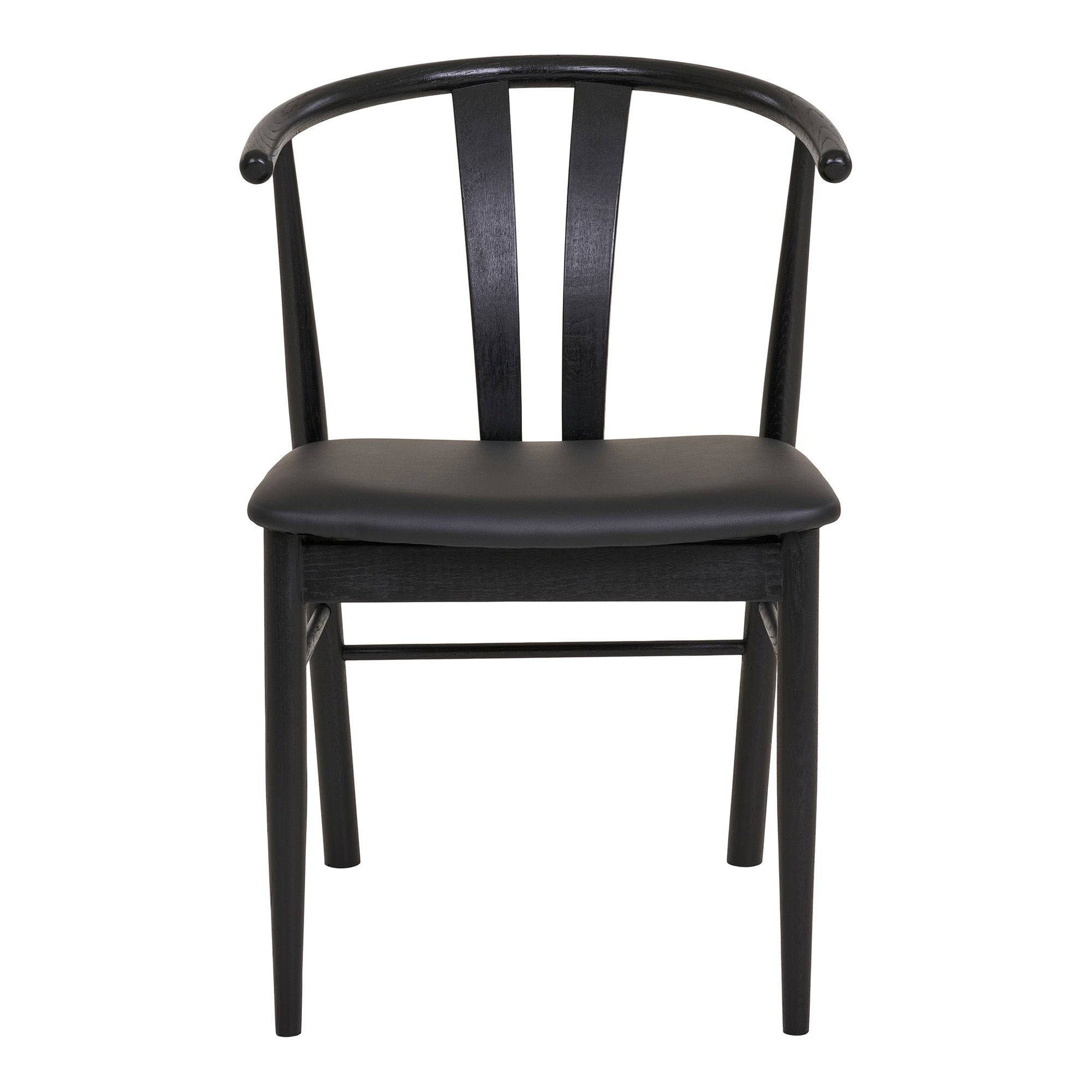 Scaun de dining din lemn de fag cu sezut din piele PU, negru