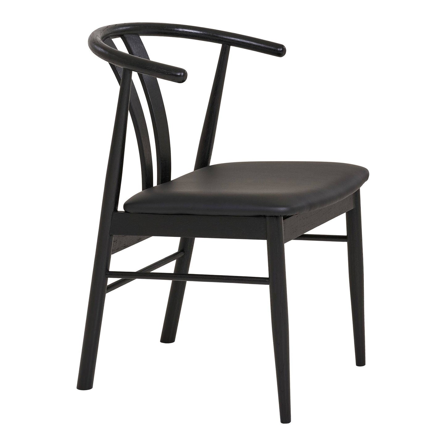 Scaun de dining din lemn de fag cu sezut din piele PU, negru