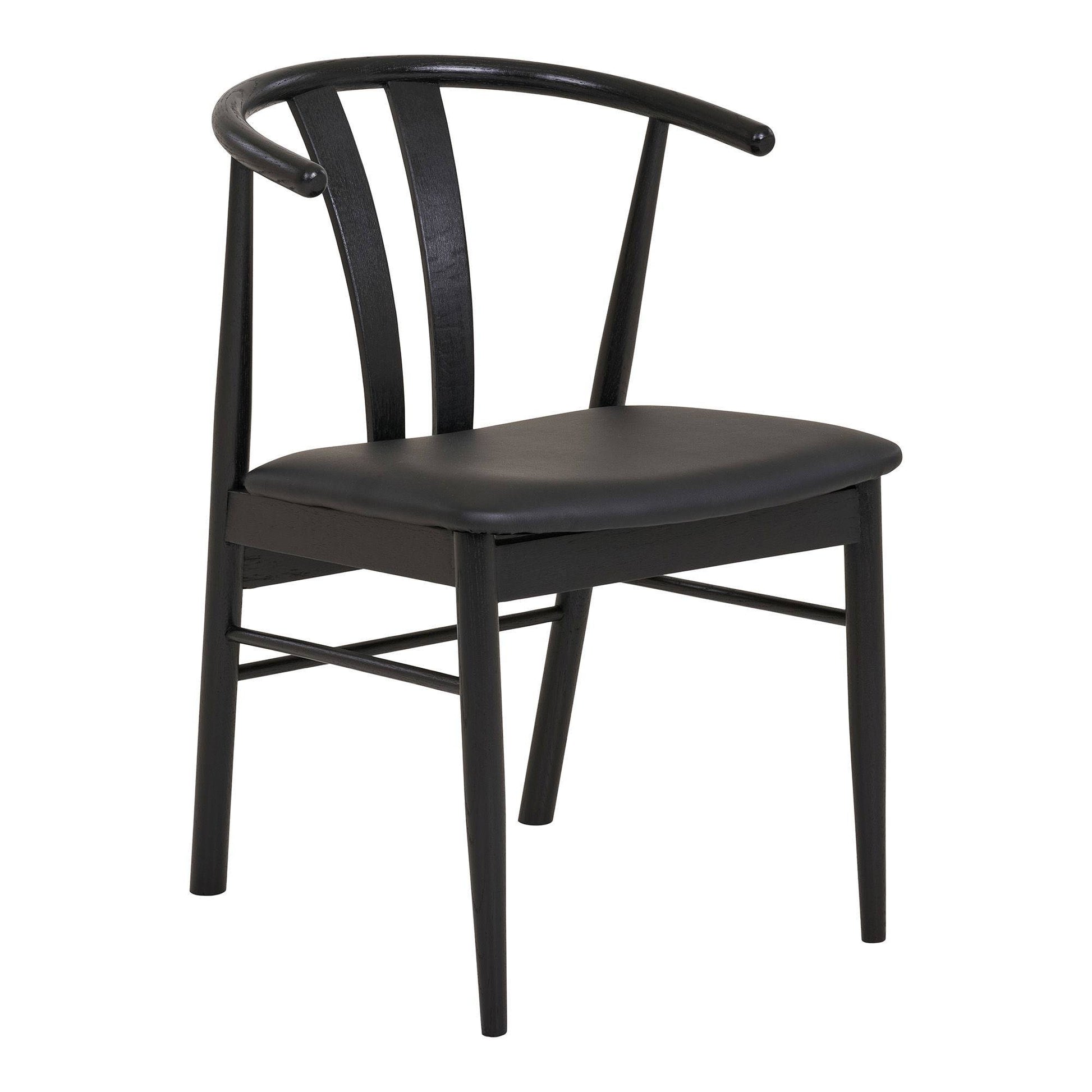 Scaun de dining din lemn de fag cu sezut din piele PU, negru