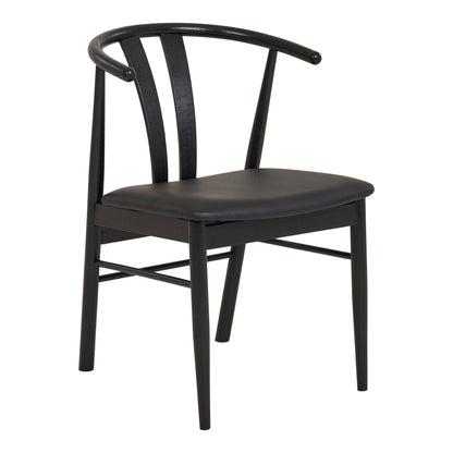 Scaun de dining din lemn de fag cu sezut din piele PU, negru