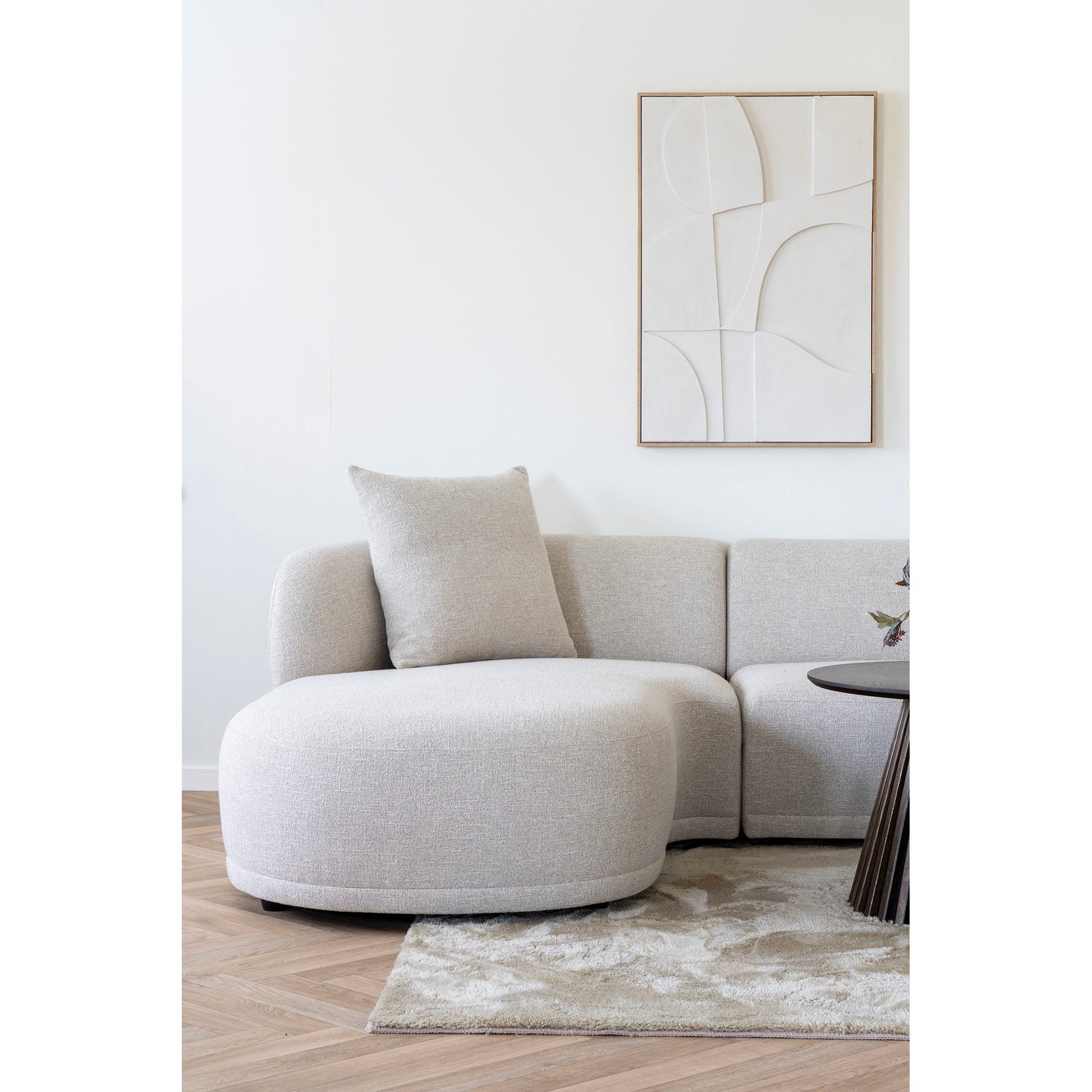 Canapea lounge cu 2 perne, orientare stanga, natur, in living