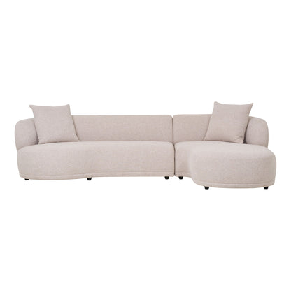 Canapea lounge cu 2 perne, orientare dreapta, natur