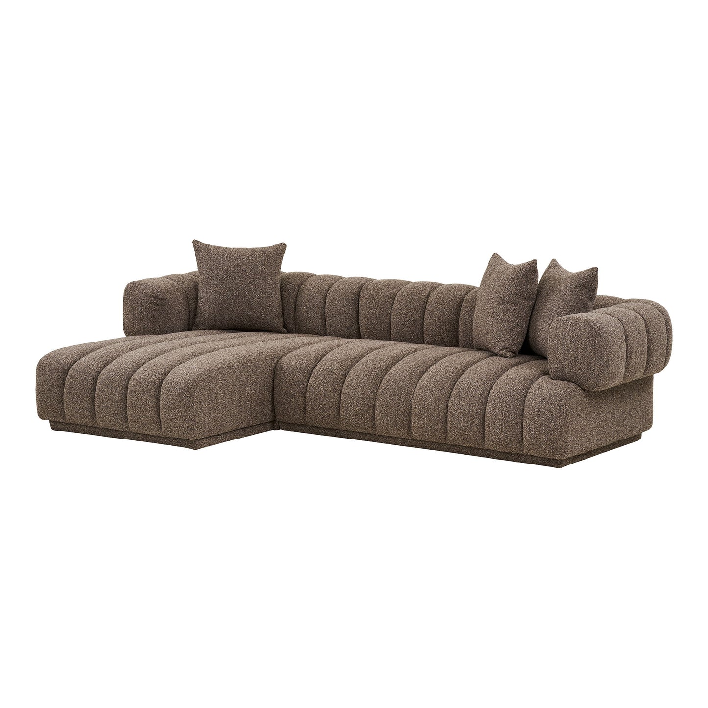 Canapea lounge cu 3 perne, orientare stanga, maro