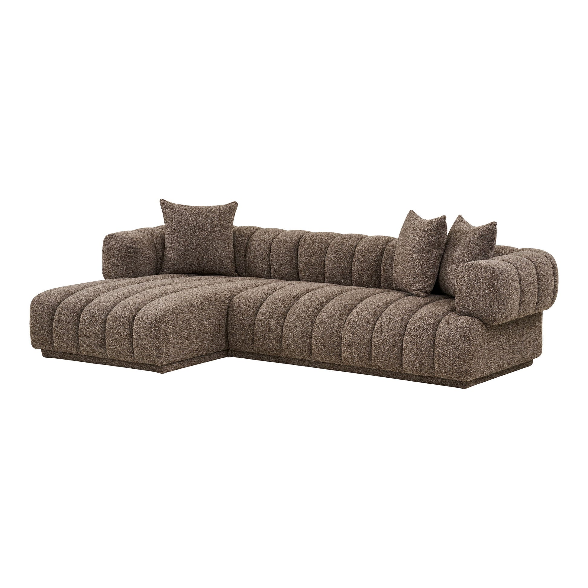 Canapea lounge cu 3 perne, orientare stanga, maro