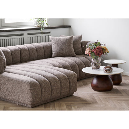 Canapea lounge cu 3 perne, orientare stanga, maro, in living