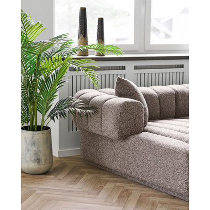 Canapea lounge cu 3 perne, orientare stanga, maro, in living