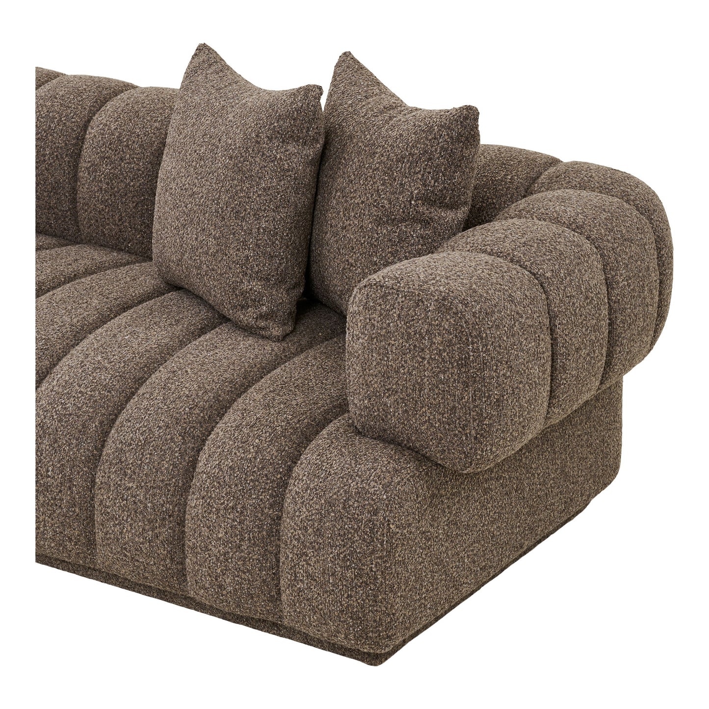 Canapea lounge cu 3 perne, orientare stanga, maro, detaliu