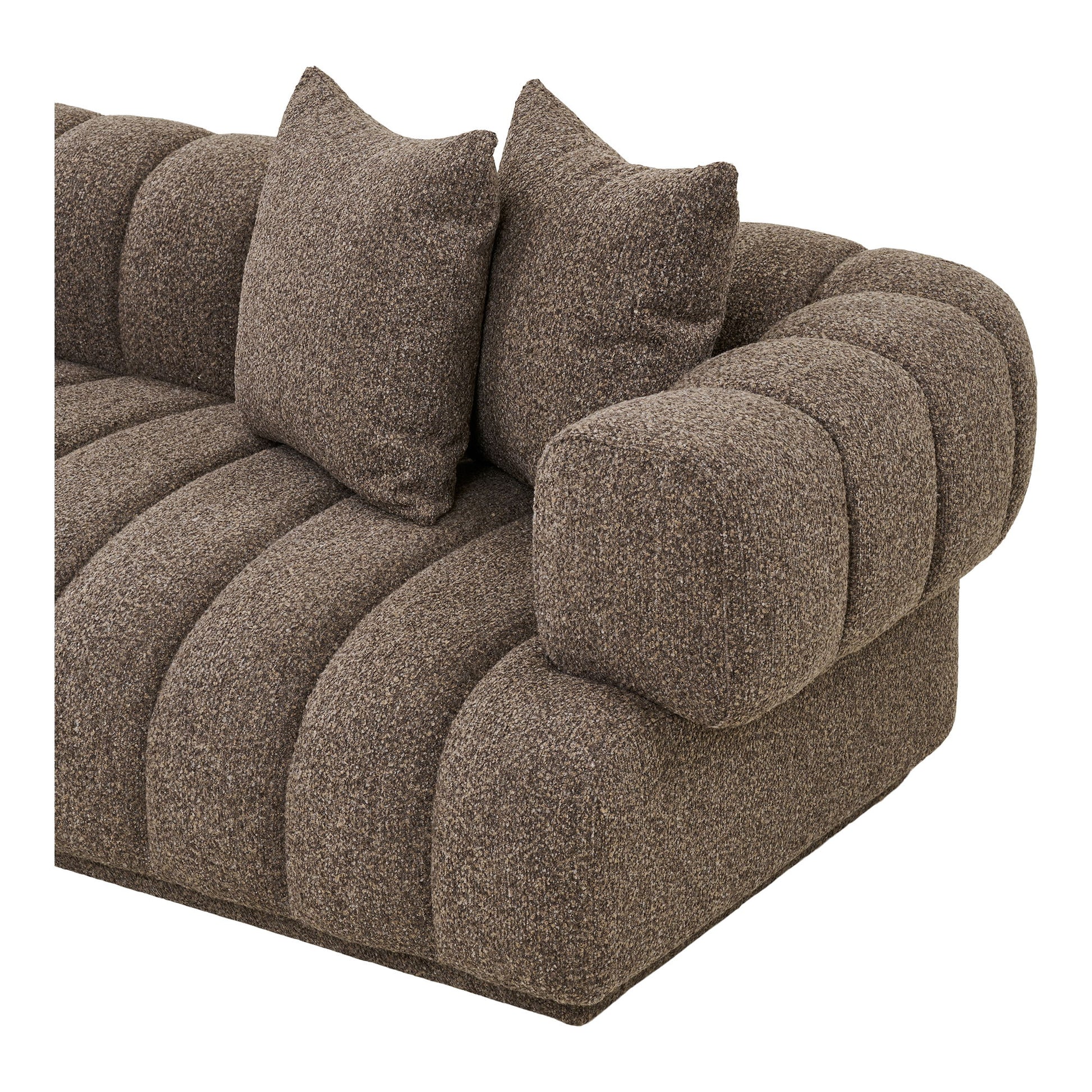 Canapea lounge cu 3 perne, orientare stanga, maro, detaliu