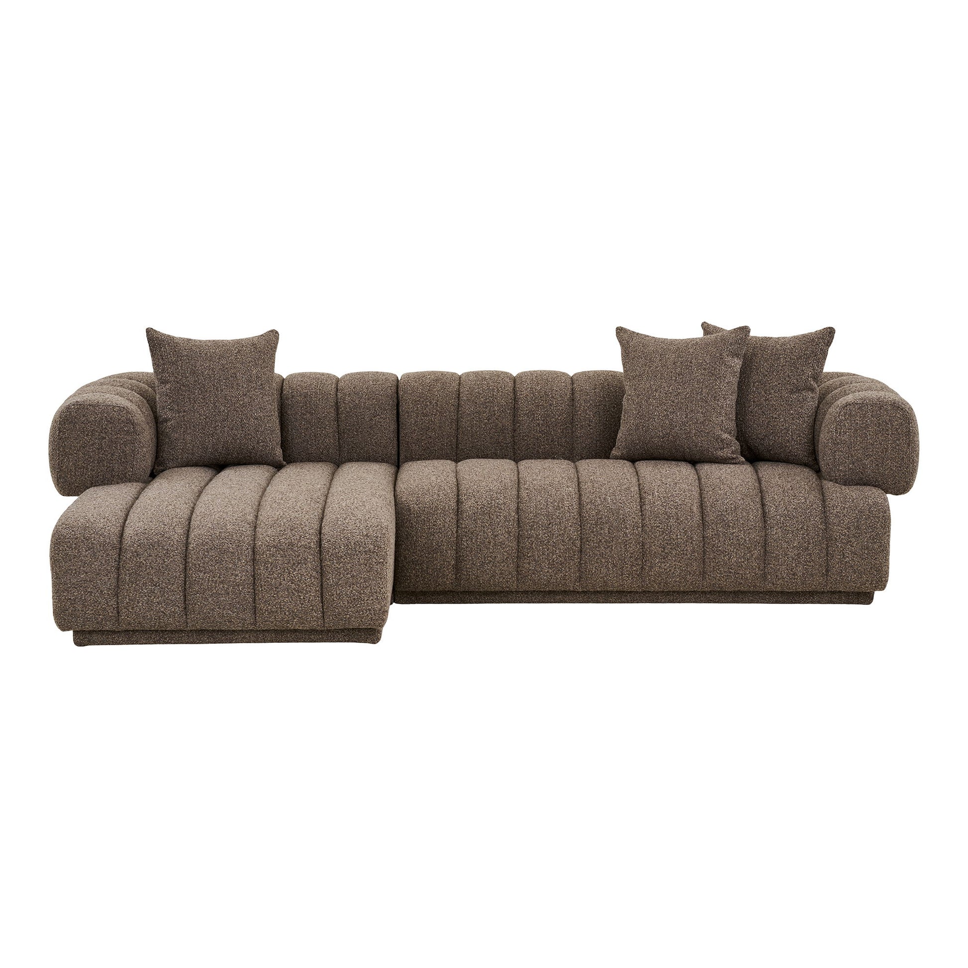 Canapea lounge cu 3 perne, orientare stanga, maro