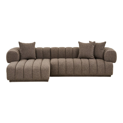 Canapea lounge cu 3 perne, orientare stanga, maro