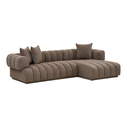 Canapea lounge cu 3 perne, orientare dreapta, maro