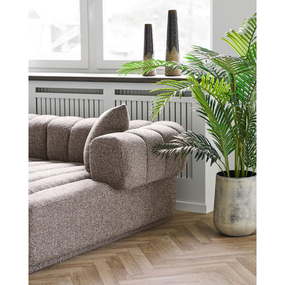 Canapea lounge cu 3 perne, orientare dreapta, maro, in living