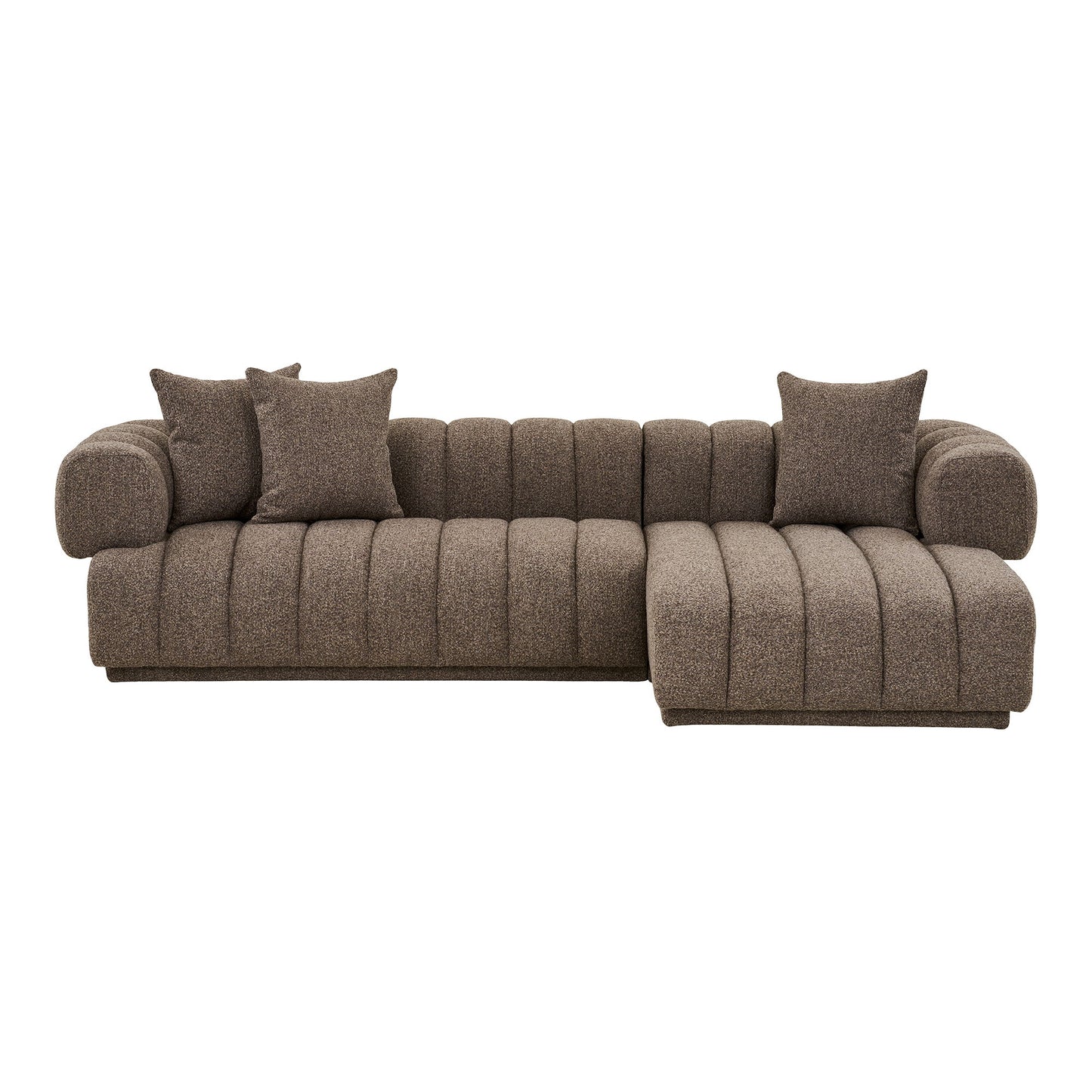 Canapea lounge cu 3 perne, orientare dreapta, maro