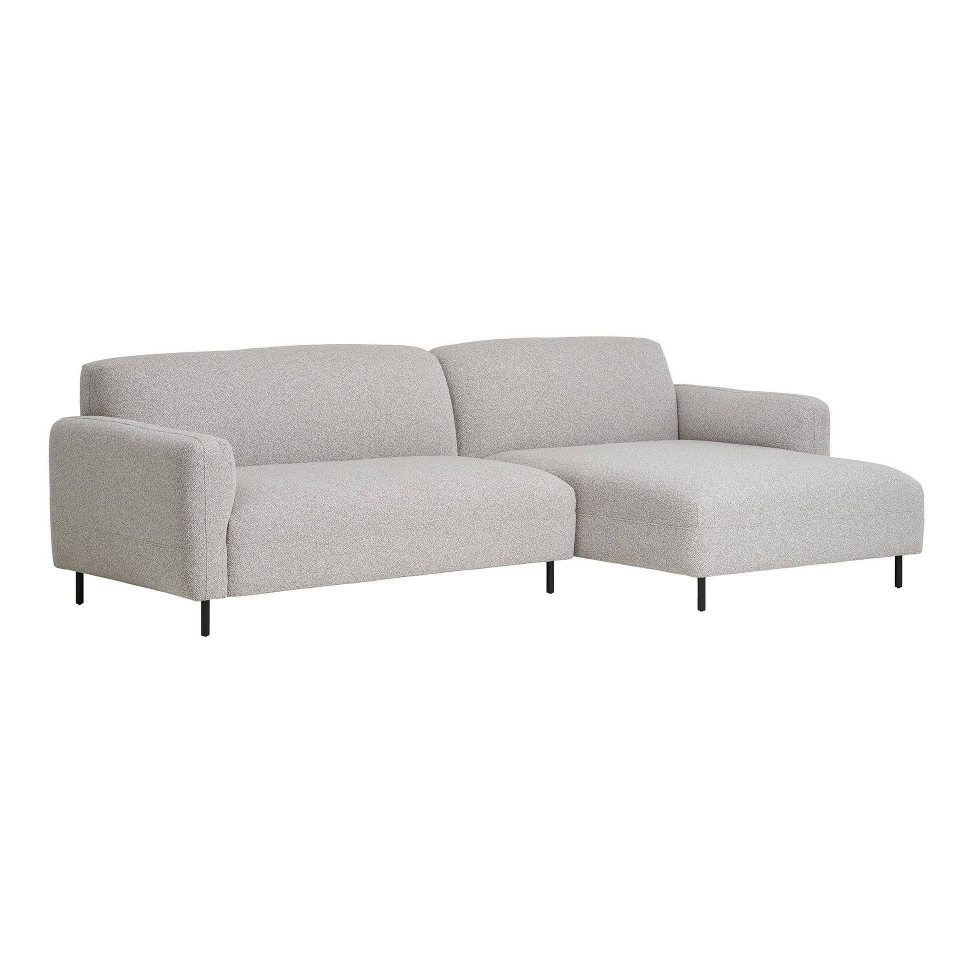 Canapea lounge, orientare dreapta, bouclé, gri deschis
