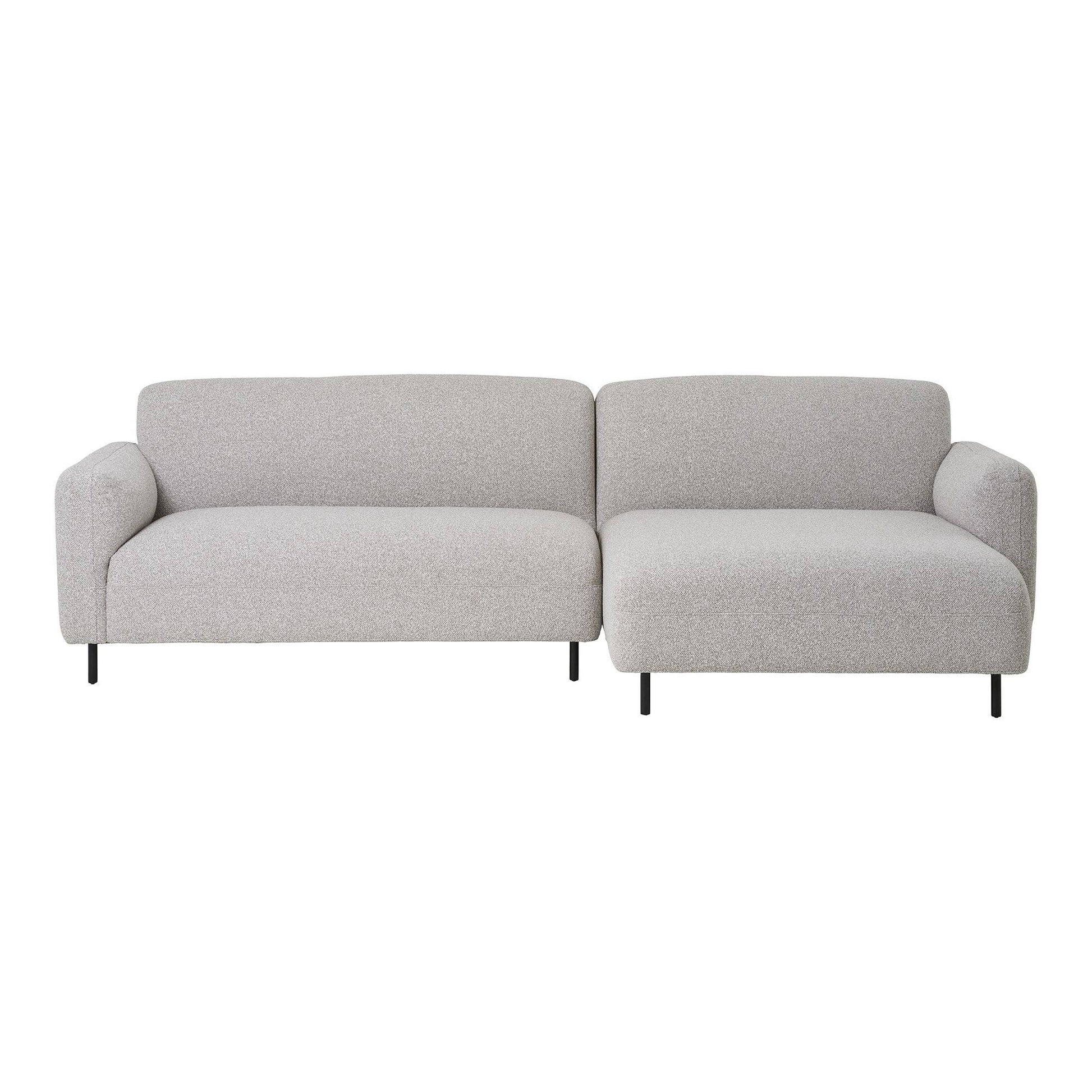 Canapea lounge, orientare dreapta, bouclé, gri deschis