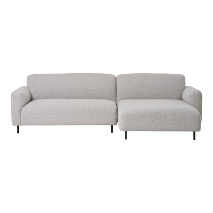 Canapea lounge, orientare dreapta, bouclé, gri deschis