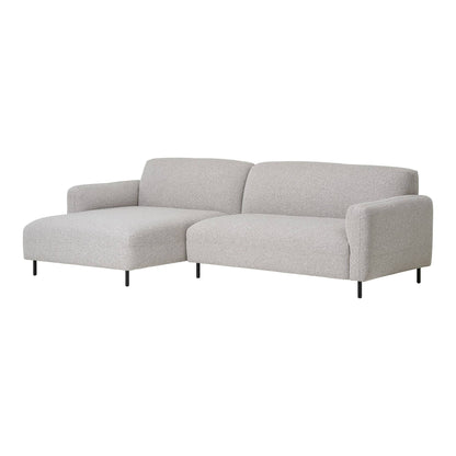Canapea lounge, orientare stanga, bouclé, gri deschis