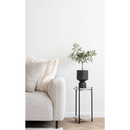 Canapea lounge, orientare stanga, bouclé, gri deschis, in living deschis