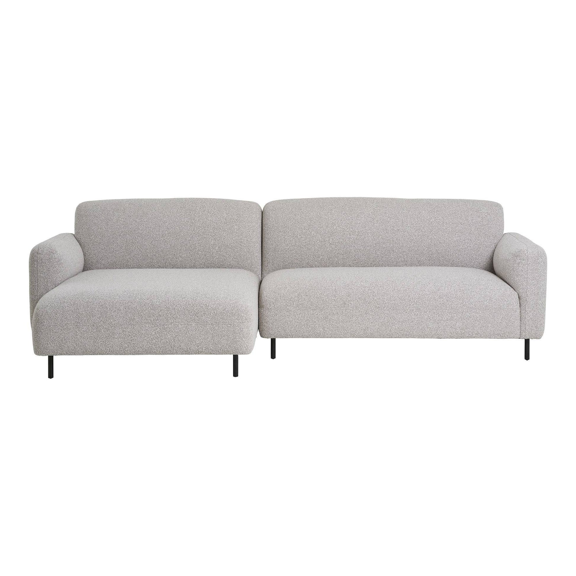 Canapea lounge, orientare stanga, bouclé, gri deschis