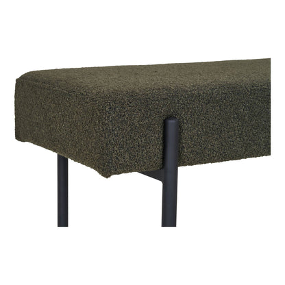 Banca din material bouclé, verde inchis cu picioare negre