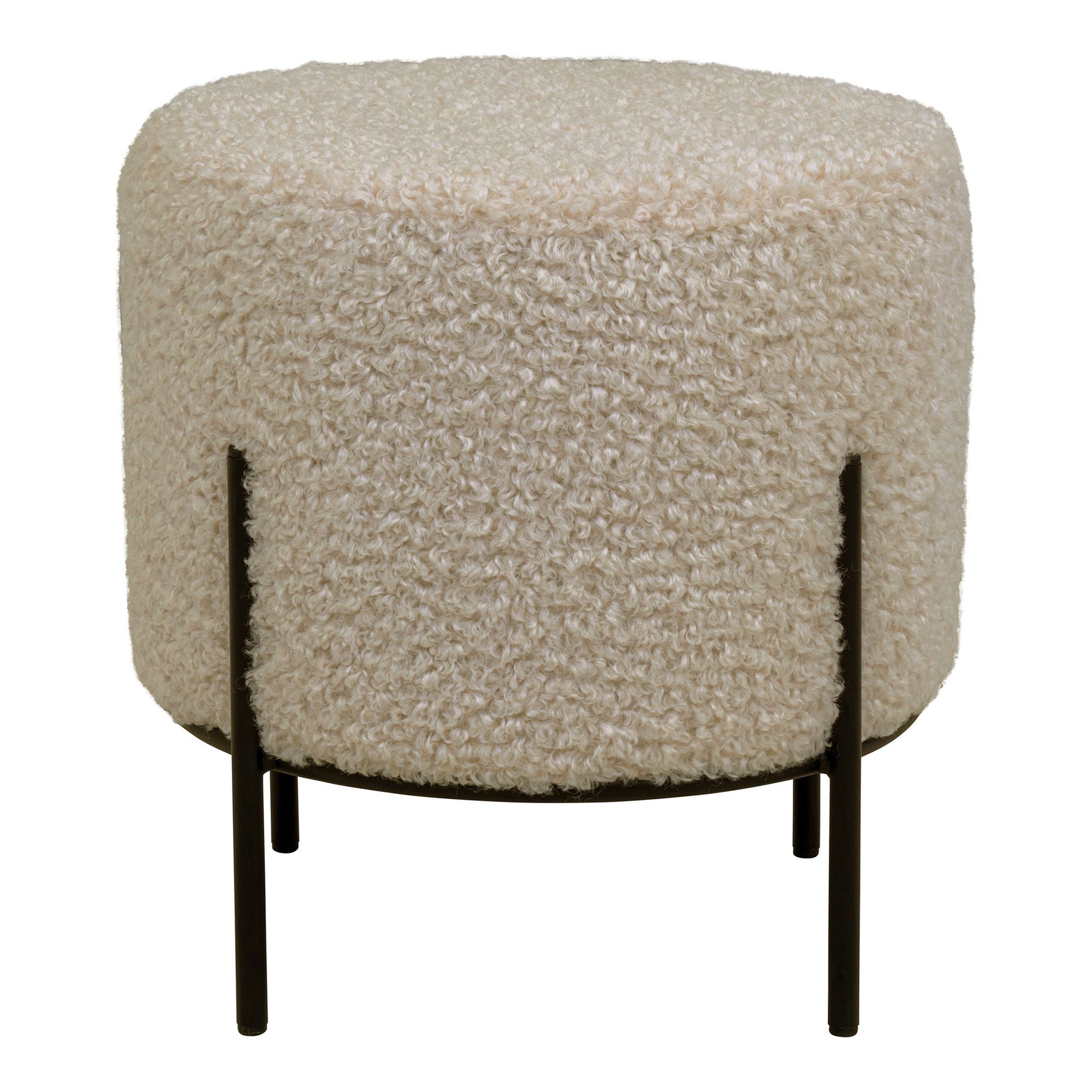 taburet cu tapiterie teddy, gri-maro, cu picioare negre