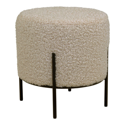 taburet cu tapiterie teddy, gri-maro, cu picioare negre