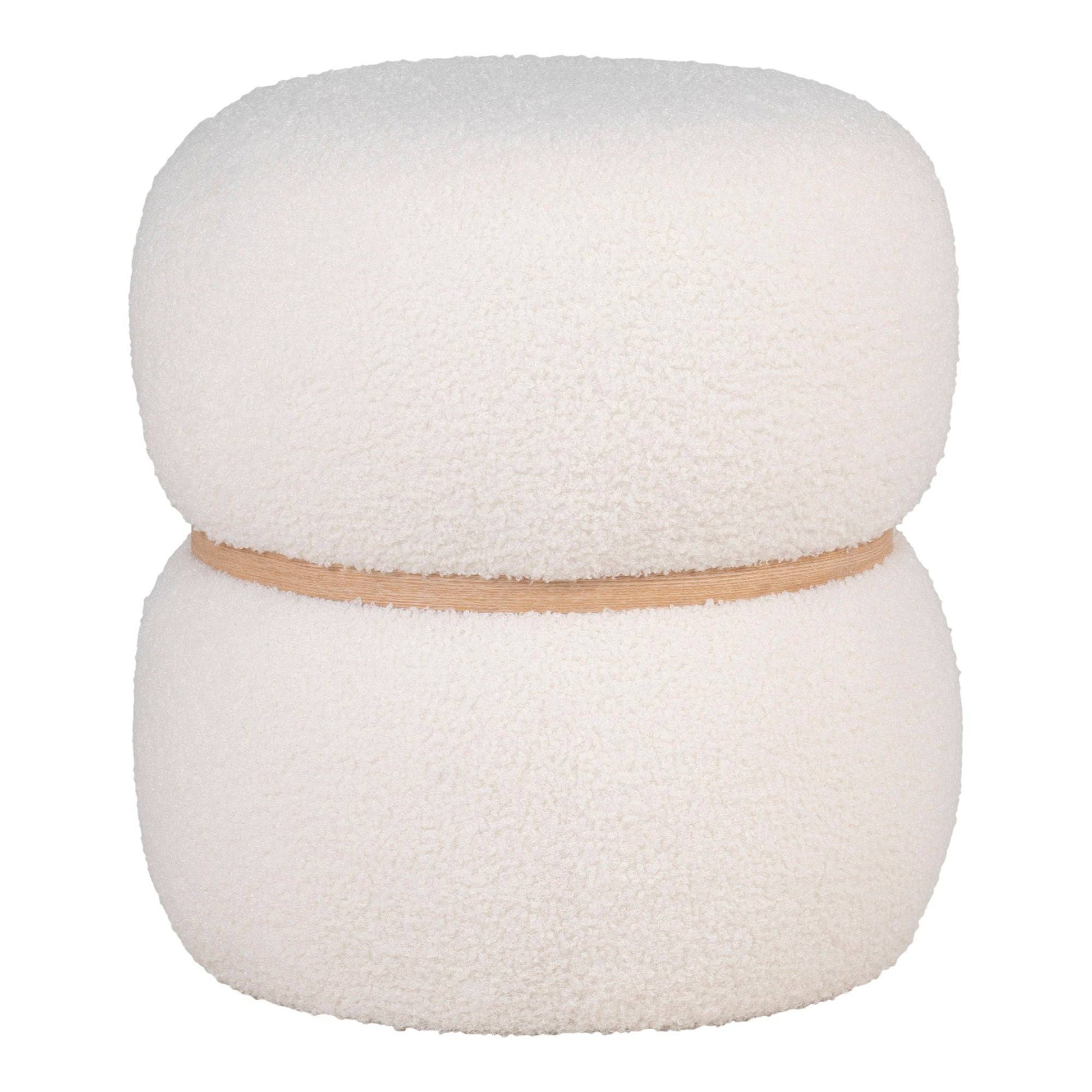 taburet cu tapiterie teddy, alb