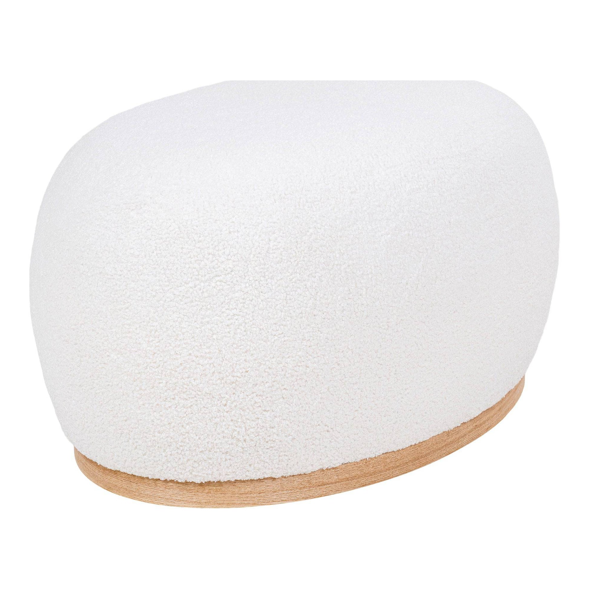 taburet cu tapiterie teddy, alb