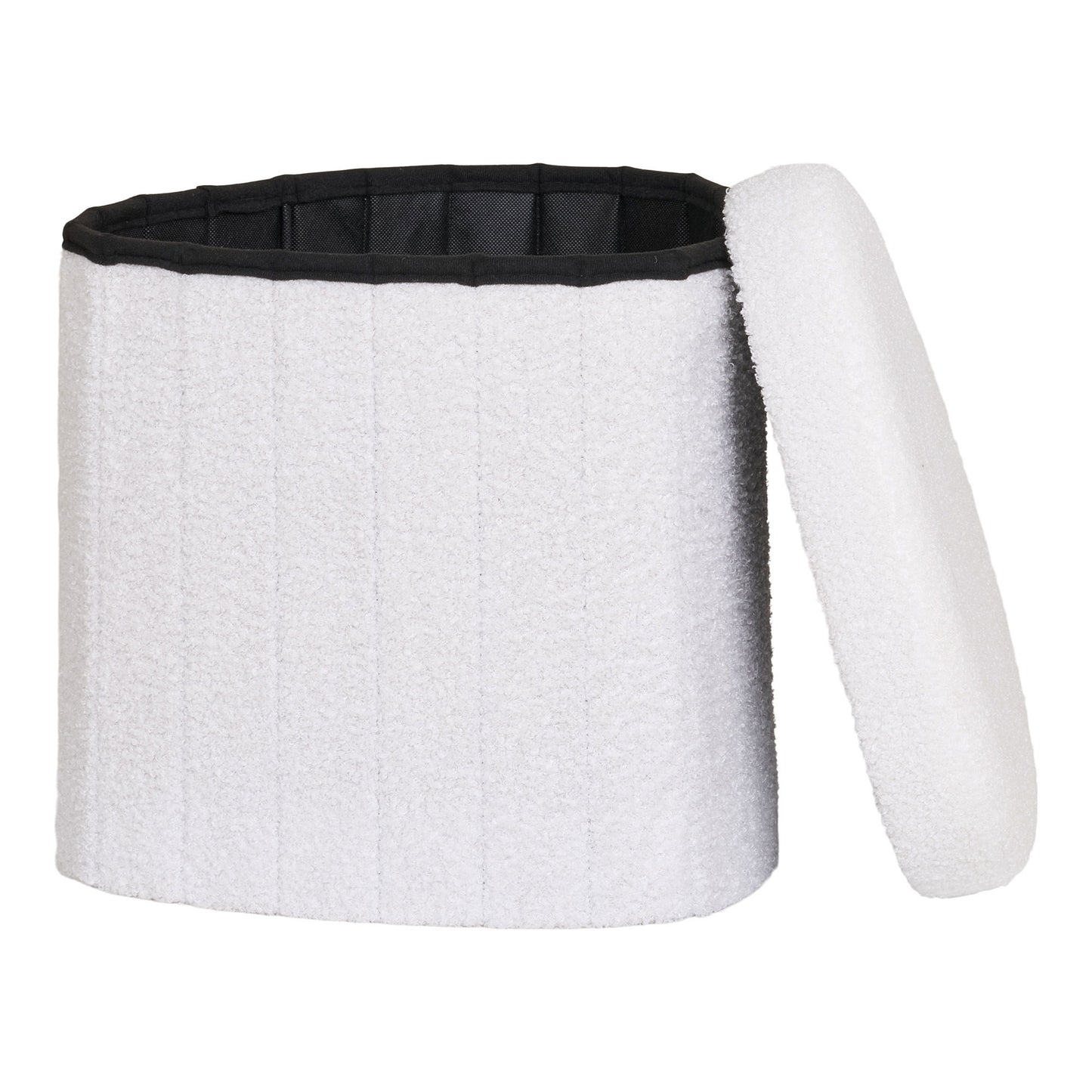 taburet cu tapiterie teddy, alb