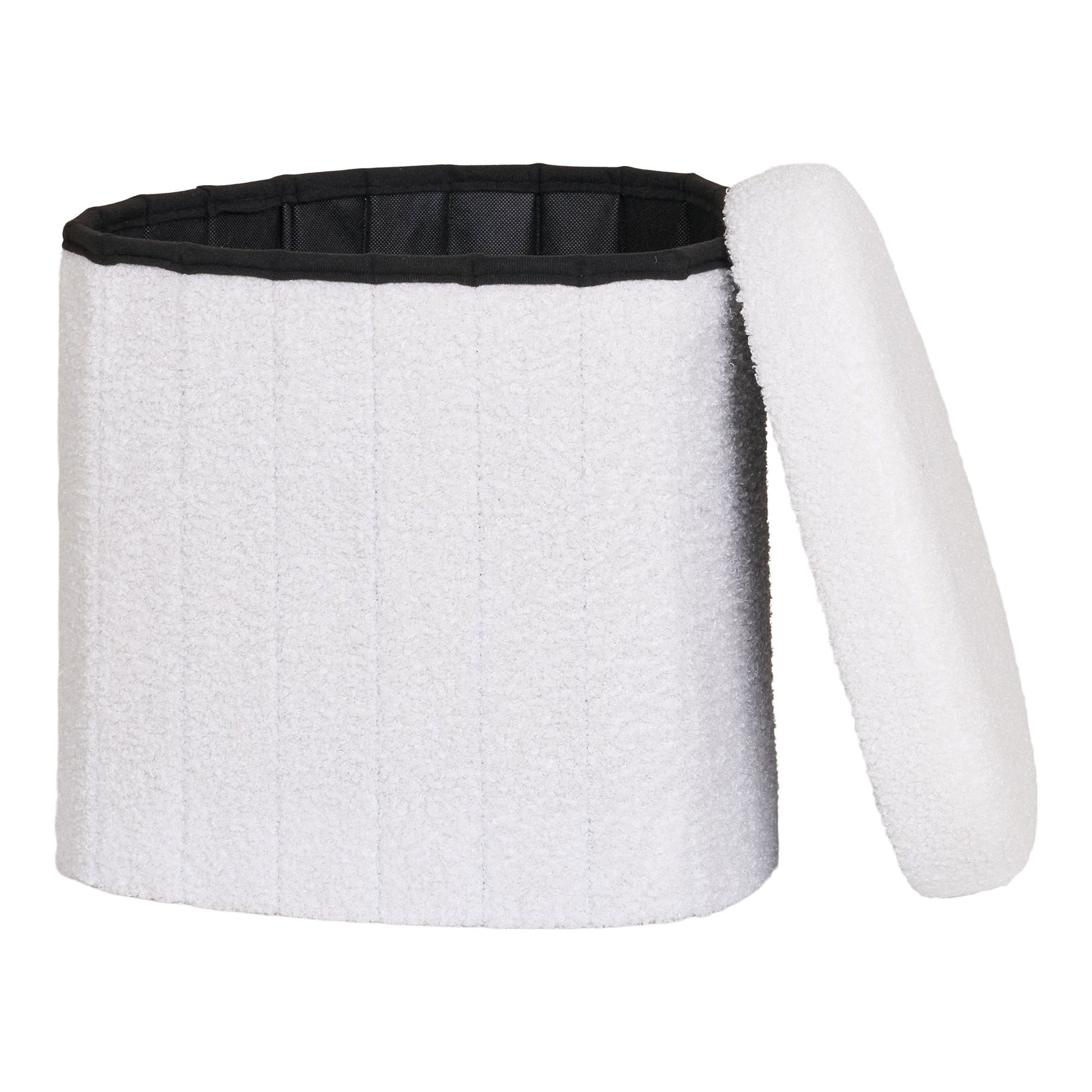 taburet cu tapiterie teddy, alb