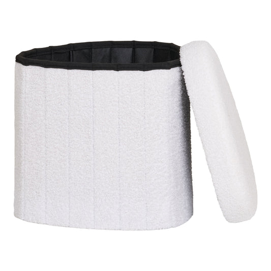 taburet cu tapiterie teddy, alb