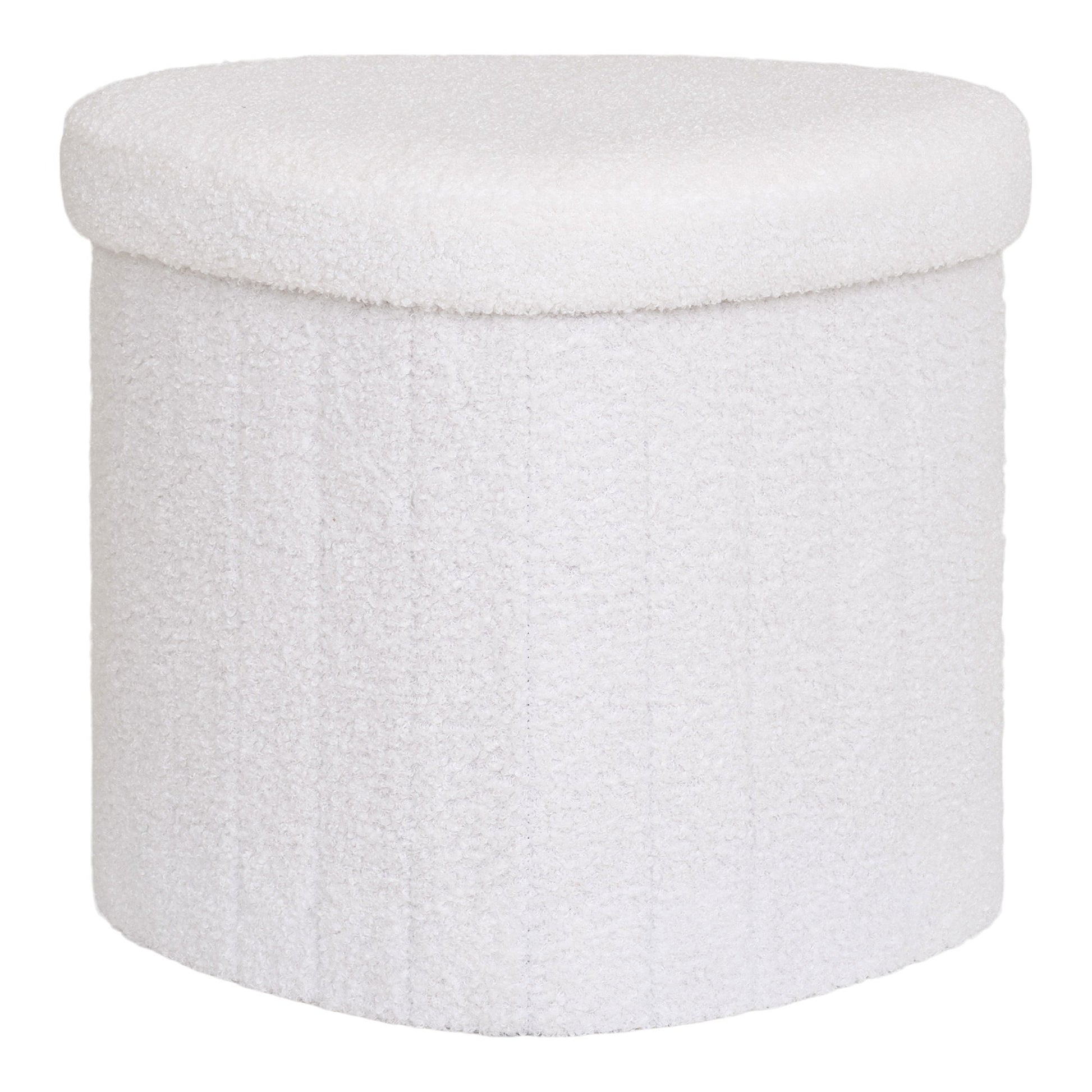 taburet cu tapiterie teddy, alb