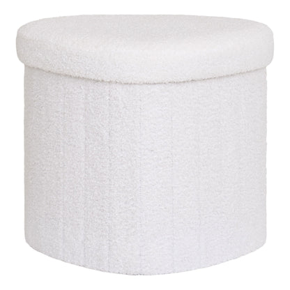 taburet cu tapiterie teddy, alb
