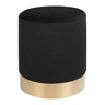 Taburet Gamby din catifea neagra, cu baza cu aspect de alama
