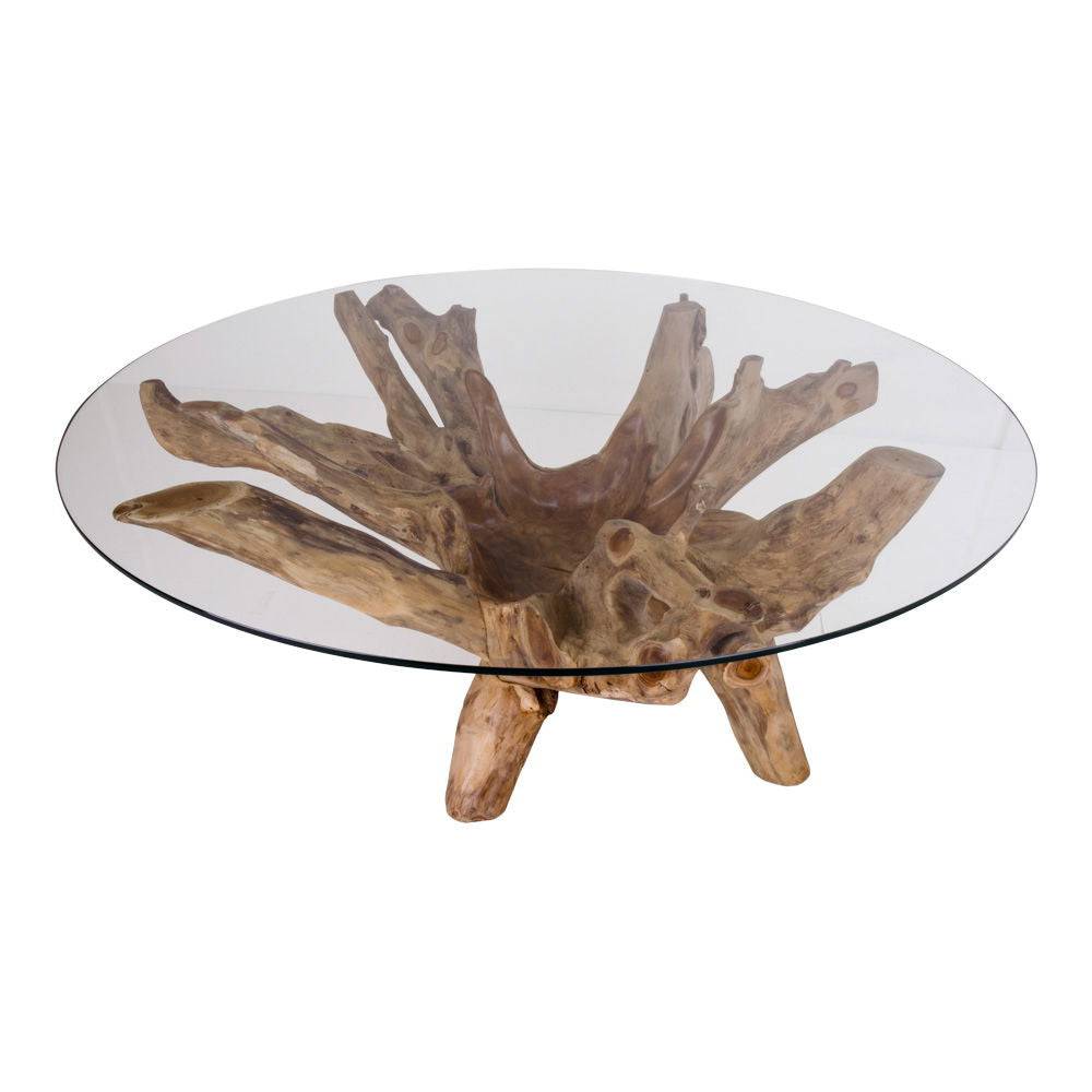 Masuta de cafea din sticla, picioare natur