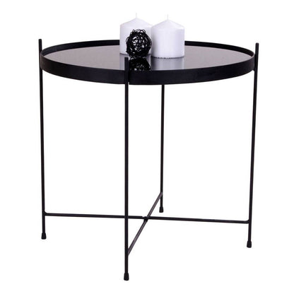 Masuta de cafea neagra, din otel acoperit cu pulbere, sticla
