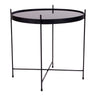 Masuta de cafea Venezia neagra, din otel si sticla  ø48x48cm
