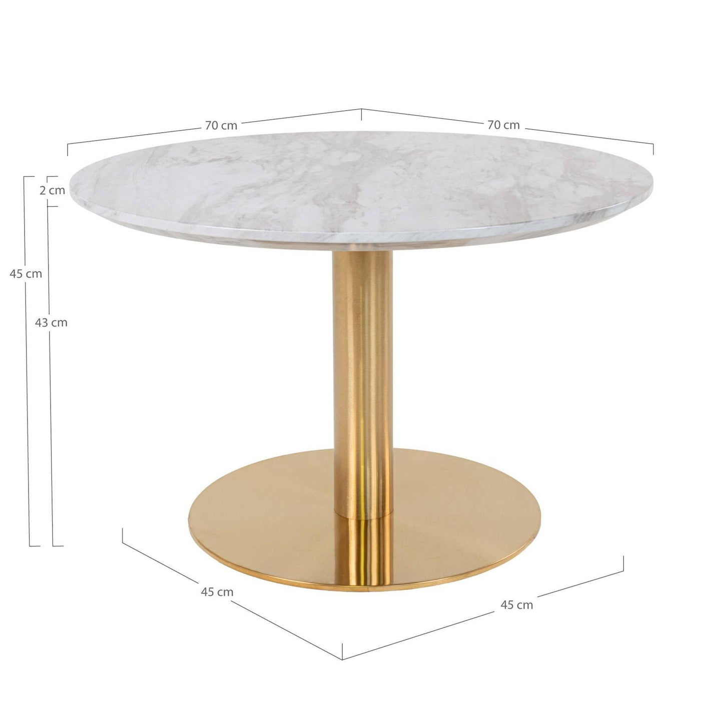 Masuta de cafea, blat cu aspect de marmura, baza cu aspect de alama