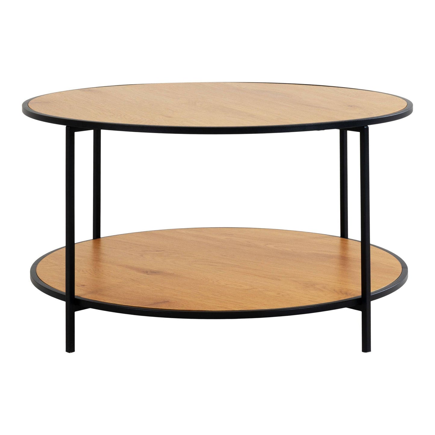 Masuta de cafea cu aspect de stejar si rama neagra 