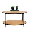 Masuta de cafea Vita cu aspect de stejar, rama neagra ø80x45 cm
